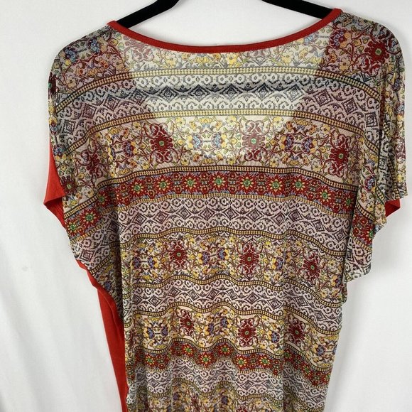 Free Kisses Top Size 2X Orange w/Printed Back Short Sleeves - Picture 3 of 3